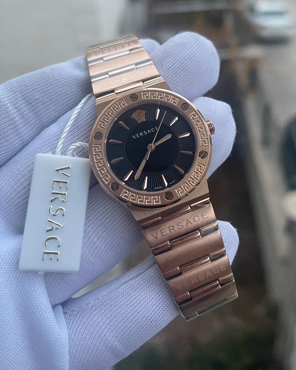 Versace Bakır Kasa Siyah Kadran Bayan Kol Saati L-817